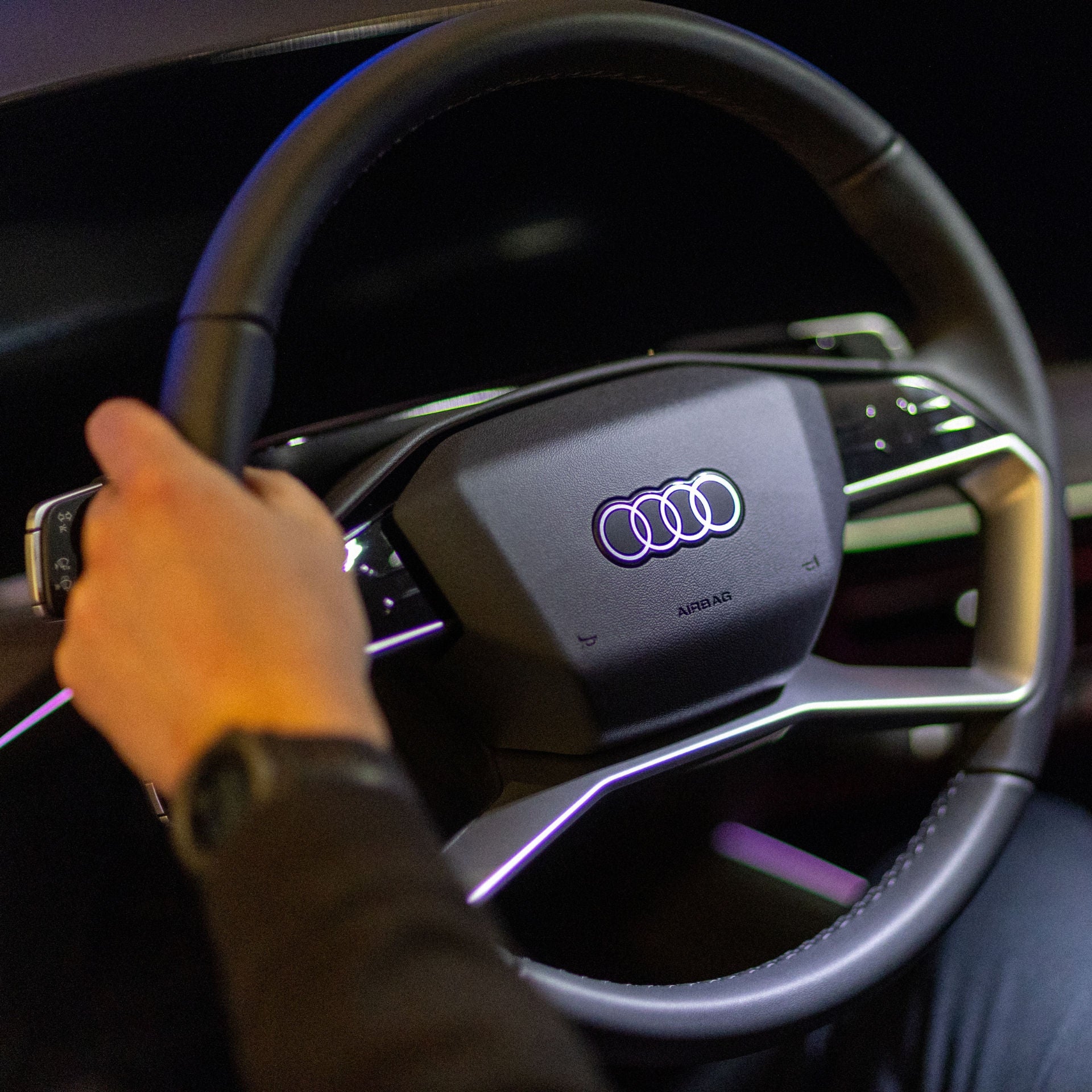 Close-up view of an Audi brake light. 